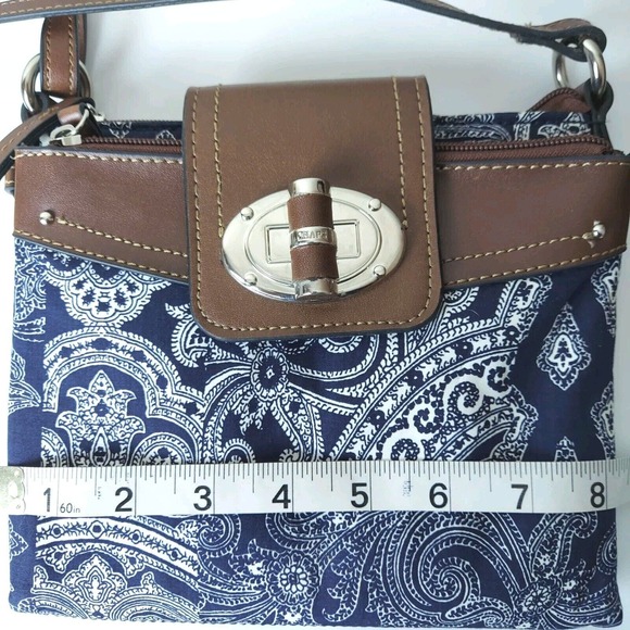Chaps Ralph Lauren Shoulder Bag Navy Bandana Paisley Print Medium Purse Blue - Picture 8 of 13